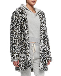 Pam Gela Faux Fur Leopard Print Coat