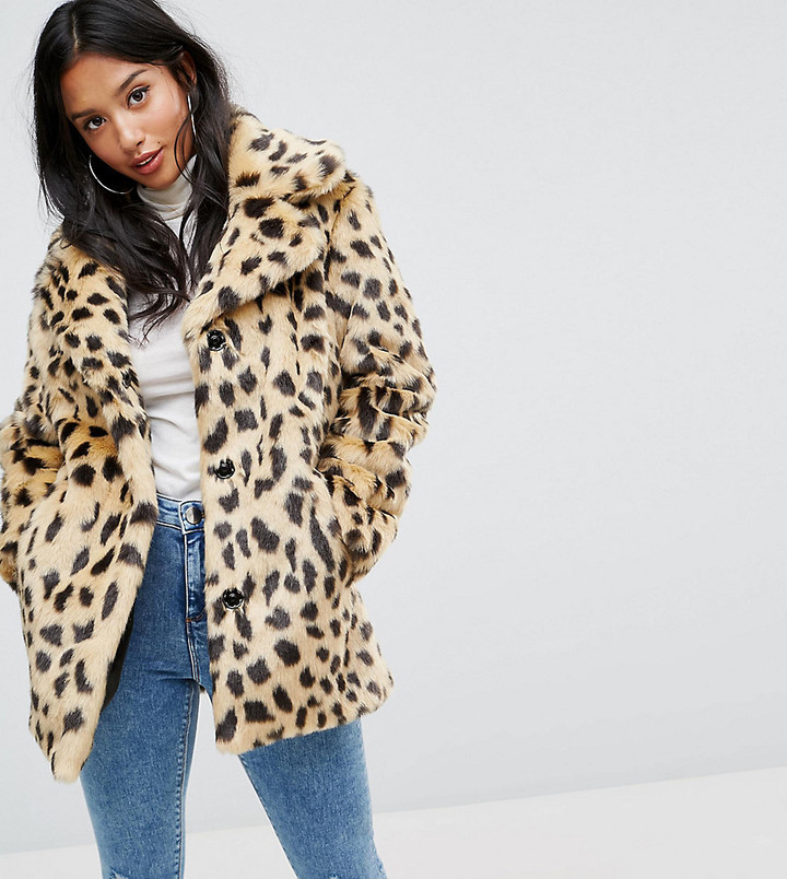 Asos Petite Petite Faux Fur Coat In Leopard, $119, Asos