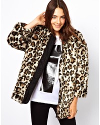 B+ab Reversable Leopard Faux Fur Jacket