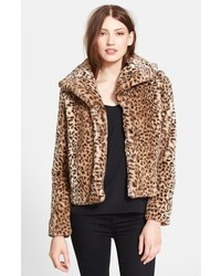 Truth Pride Leopard Print Faux Fur Crop Jacket