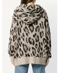 R13 Leopard Print Hooded Sweater