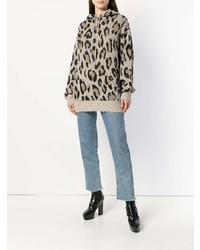 R13 Leopard Print Hooded Sweater