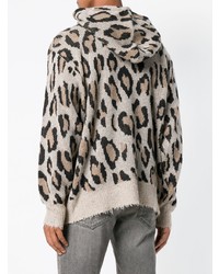 R13 Leopard Print Knitted Hoodie