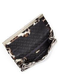Diane von Furstenberg 440 Leopard Print Snake Embossed Leather Envelope Clutch