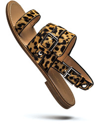 Gianvito Rossi Double Band Leopard Print Flat Sandal