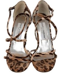 Dolce & Gabbana Leopard Print Ankle Strap Sandals
