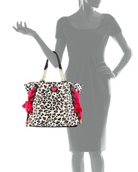 Betsey Johnson Mix Match Faux Leather Tote Bag Leopard