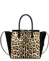 Valentino Rockstud Calf Hair Shopper Bag Leopard Print