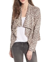 BB Dakota Aleah Leopard Print Faux Suede Drape Front Jacket