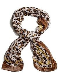 Marciano Leopard Print Chain Scarf