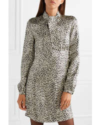 Saint Laurent Leopard Print Lam Mini Dress
