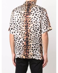 Endless Joy Leopard Print Silk Short Sleeve Shirt