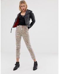 Beige Leopard Skinny Jeans