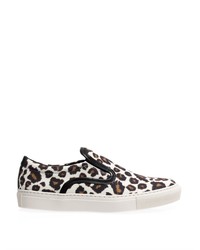 Mother of Pearl Leopard Canvas Slip On Trainers
