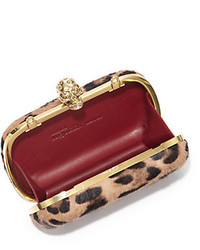 Alexander McQueen Leopard Print Calf Hair Box Clutch