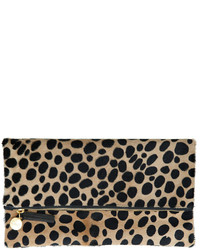 Clare Vivier Leopard Print Fur Clutch Bag