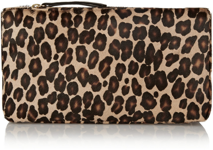 $650 NEW Tamara Mellon THAT'S CLUTCH Pony Hair Leopard Brown Beige Black  Brown