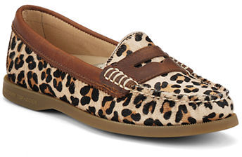 sperry leopard print loafers