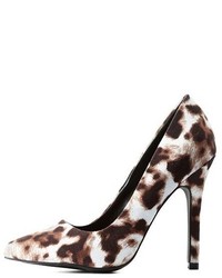 Qupid Leopard Print Single Sole Pointed Toe Pumps