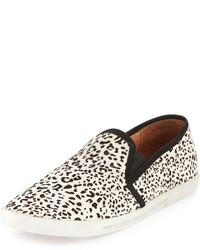 Beige Leopard Suede Slip-on Sneakers