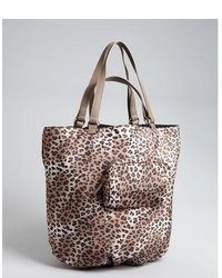 Kooba Light Brown Leopard Print Nylon Audra Reversible Tote