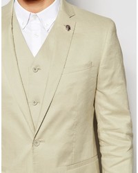 Asos Skinny Suit Jacket In Linen Mix