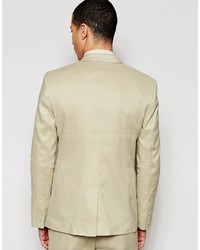 Asos Skinny Suit Jacket In Linen Mix