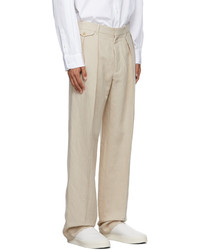 The Row Beige Marcello Linen Trousers
