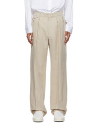 The Row Beige Marcello Linen Trousers
