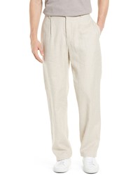 Ted Baker London Grinton Camburn Stretch Linen Cotton Pleated Dress Pants In Ecru At Nordstrom