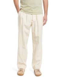 WYTHE Pleat Front Cotton Linen Pants In Unbleached At Nordstrom