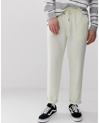 ASOS DESIGN Relaxed Trousers In Beige Linen