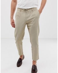 ONLY & SONS Slim Linen Trouser In Beige