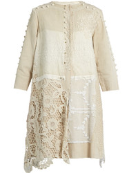 By Walid Lace Panelled Linen Coat