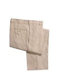 Berle Solid Linen Pants Flat Front Natural