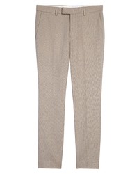 Topman Skinny Cotton Linen Suit Trousers In Stone At Nordstrom