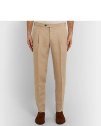 Thom Sweeney Tapered Pleated Linen Trousers