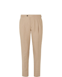Thom Sweeney Tapered Pleated Linen Trousers
