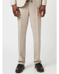 Topman Stone Crosshatch Skinny Fit Suit Pants
