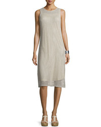 Eileen Fisher Sleeveless Textured Linen Dress W Slip