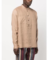 PT TORINO Band Collar Linen Shirt