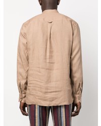 PT TORINO Band Collar Linen Shirt