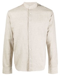 Peuterey Mandarin Collar Linen Blend Shirt