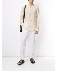 Venroy Mandarin Collar Linen Shirt