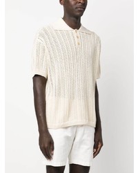 Bode Open Knit Linen Polo Shirt