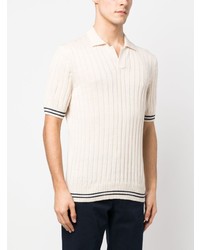 Tagliatore Ribbed Knit Short Sleeved Polo Top