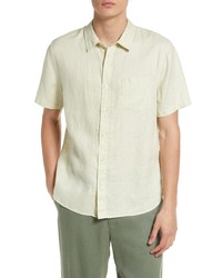 Vince Classic Fit Short Sleeve Linen Shirt In Endive At Nordstrom