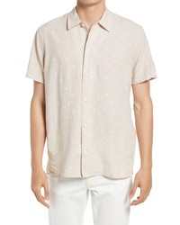 Treasure & Bond Trim Fit Short Sleeve Linen Cotton Button Up Shirt