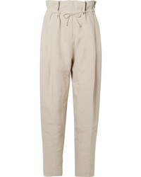 Acne Studios Paoli Pleated Linen Tapered Pants