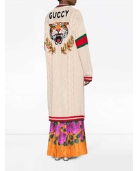 Gucci Embroidered Chunky Cable Knit Cardigan